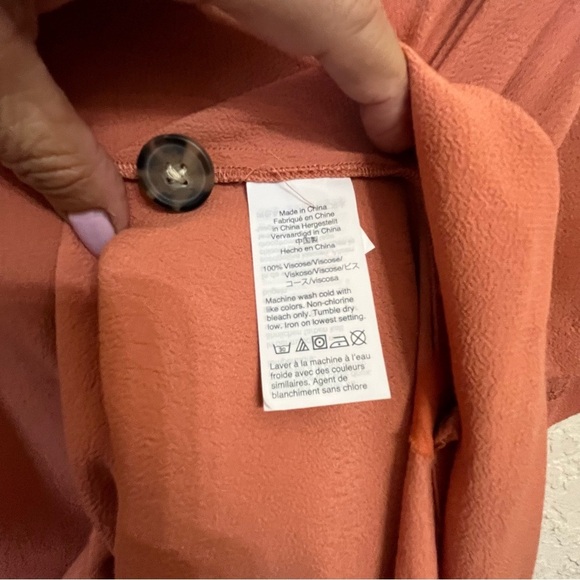 Madewell Terracotta Fall V Neck Side Button Casual Loose Shift Easy Dress SZ 2X - Picture 12 of 12
